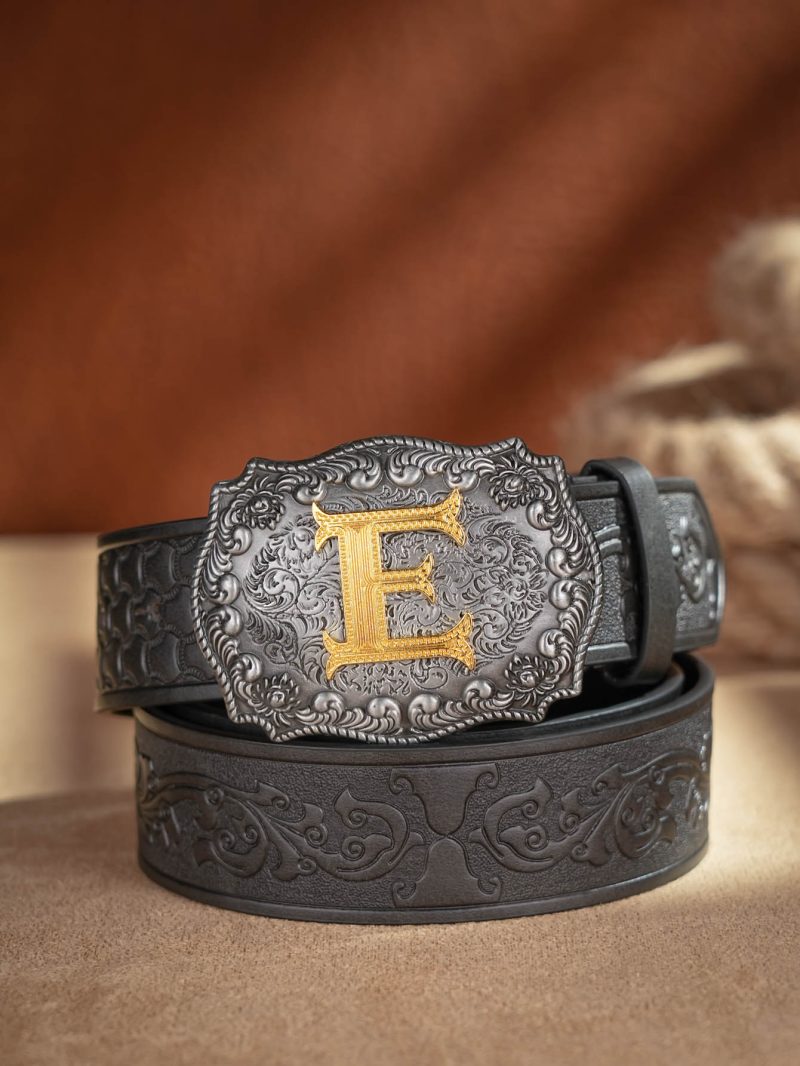 Western Cowboy PU Leather Belt - Men Waist Strap Bull Decoration Floral Engraved for Jeans - Image 24