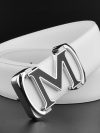 High Quality M letter ladies belts luxury brand belt transparent black belt for man Smooth buckle mens genuine leather belt