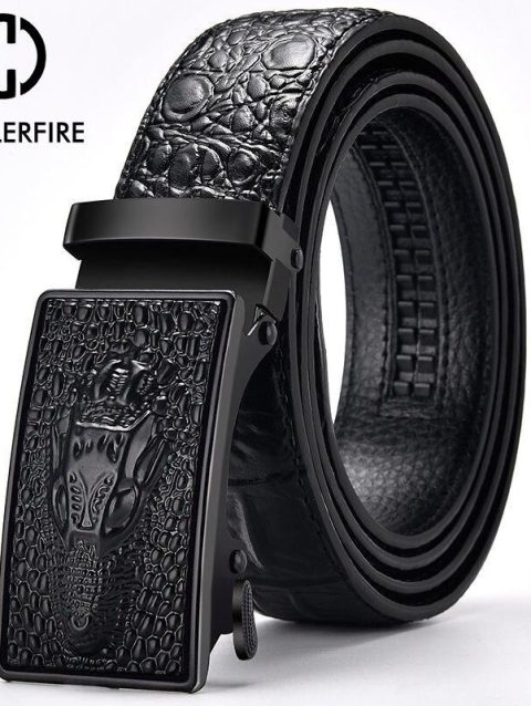 Genuine Leather Belt For Man Top Quality Luxury Famous Brand Male Belts Automatic Buckle Mens Crocodile Pattern Strap ZD2137