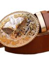gold eagle big buckle full grain real leather 100% genuine leather hawk mens belts luxury high quality camel brown cowboys women