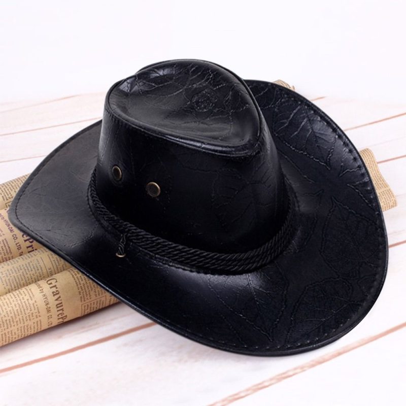 Cowboy Knight Hat Western Sun Hats Women Men Leather Caps Gentleman Jazz Vintage Cap Large Grassland Summer Autumn Visors - Image 3