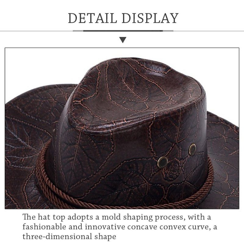 Cowboy Knight Hat Western Sun Hats Women Men Leather Caps Gentleman Jazz Vintage Cap Large Grassland Summer Autumn Visors - Image 5
