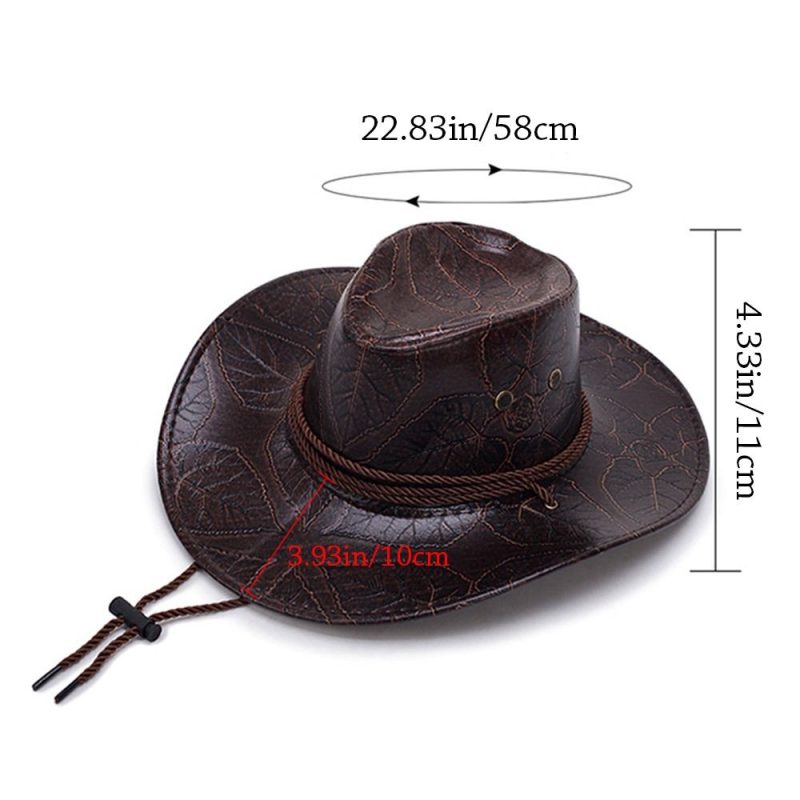 Cowboy Knight Hat Western Sun Hats Women Men Leather Caps Gentleman Jazz Vintage Cap Large Grassland Summer Autumn Visors - Image 6