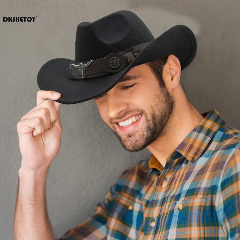 Fashion Cowboy Hats Wide Brim Cowboy Cowgirl Panama Hat with Retro Belt for Dress-Up Parties Costume - Image 2