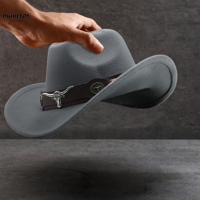 Fashion Cowboy Hats Wide Brim Cowboy Cowgirl Panama Hat with Retro Belt for Dress-Up Parties Costume - Image 4