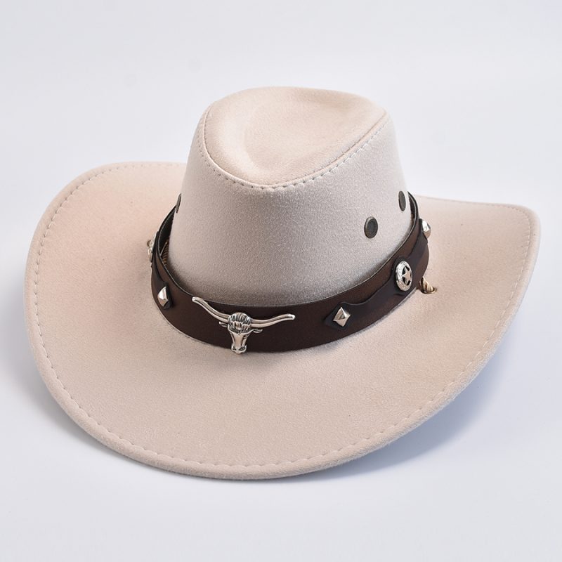 Vintage Big-edge Western Cowboy Hats For Men Women Artificial Suede Gentleman Cowgirl Hat Holidays Party Cosplay Hat - Image 2