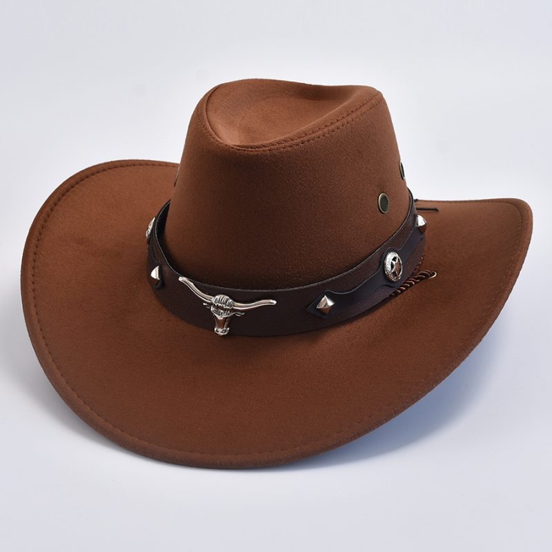 Vintage Big-edge Western Cowboy Hats For Men Women Artificial Suede Gentleman Cowgirl Hat Holidays Party Cosplay Hat - Image 3