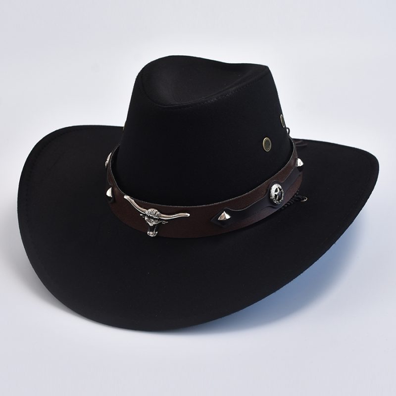 Vintage Big-edge Western Cowboy Hats For Men Women Artificial Suede Gentleman Cowgirl Hat Holidays Party Cosplay Hat - Image 4