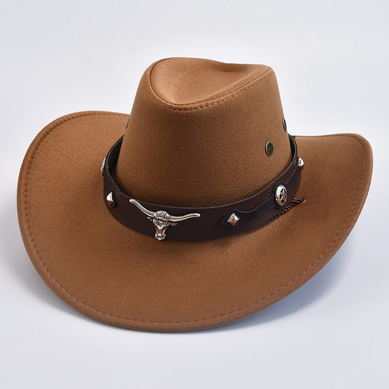 Vintage Big-edge Western Cowboy Hats For Men Women Artificial Suede Gentleman Cowgirl Hat Holidays Party Cosplay Hat - Image 8
