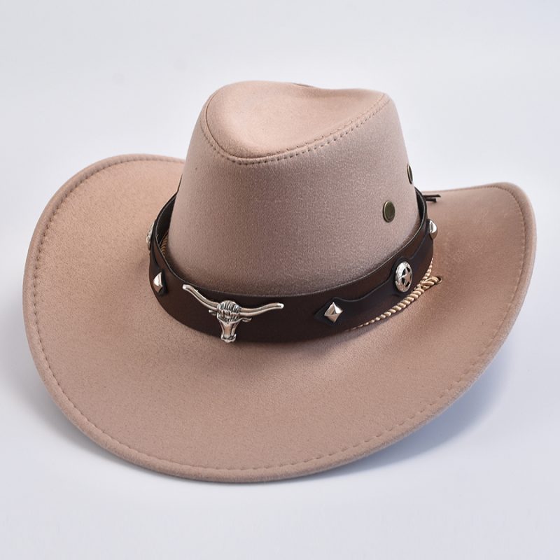 Vintage Big-edge Western Cowboy Hats For Men Women Artificial Suede Gentleman Cowgirl Hat Holidays Party Cosplay Hat - Image 9
