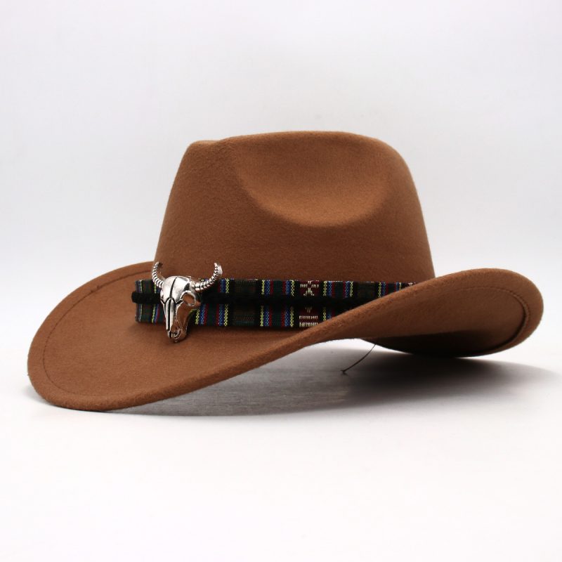 Western Cowboy Hat Parent-child Family Ladies Hat Roll Brim Cowgirl Cap Jazz Fedora Hats Felt Cap Ethnic For Women Men Children - Image 13