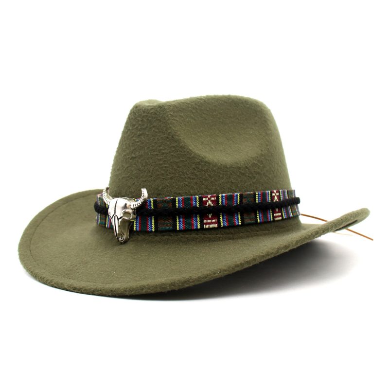 Western Cowboy Hat Parent-child Family Ladies Hat Roll Brim Cowgirl Cap Jazz Fedora Hats Felt Cap Ethnic For Women Men Children - Image 14
