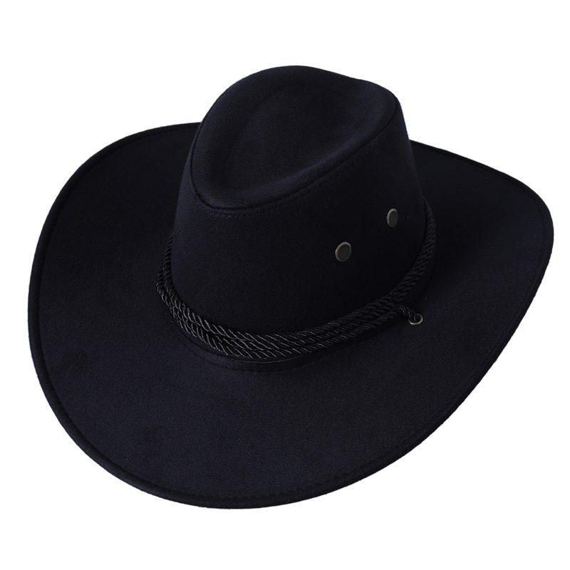 Vintage Western Cowboy Hat For Men Women Gentleman Lady Jazz Cowgirl Wide Brim Sun Caps - Image 2