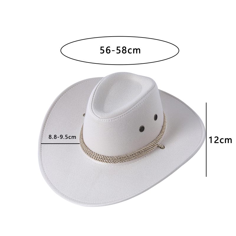 Vintage Western Cowboy Hat For Men Women Gentleman Lady Jazz Cowgirl Wide Brim Sun Caps - Image 4