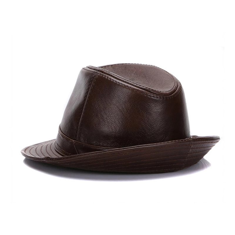 2025 Hot Autumn Winter Warm Cowboy 100% Real Cowhide Leather Hats Men Real Genuine Cowhide Leather Top Hats Men Fashion Caps - Image 3