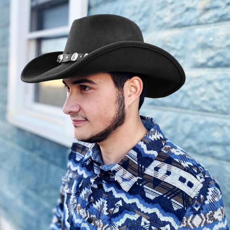 New Artificial Suede Western Cowboy Hats Vintage Big-edge Gentleman Cowgirl Jazz Hat Holidays Party Cosplay Hat Women Men - Image 2