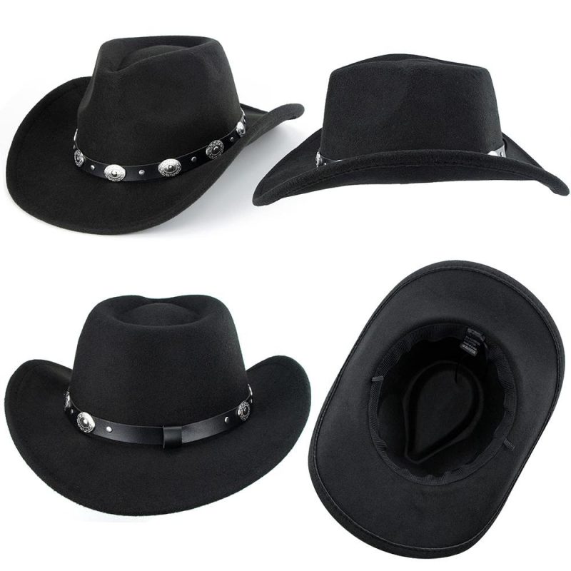 New Artificial Suede Western Cowboy Hats Vintage Big-edge Gentleman Cowgirl Jazz Hat Holidays Party Cosplay Hat Women Men - Image 4