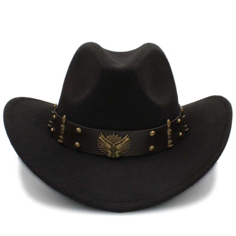Wome Men Black Wool Chapeu Western Cowboy Hat Gentleman Jazz Sombrero Hombre Cap Elegant Lady Cowgirl Hats 2 Big Size - Image 2