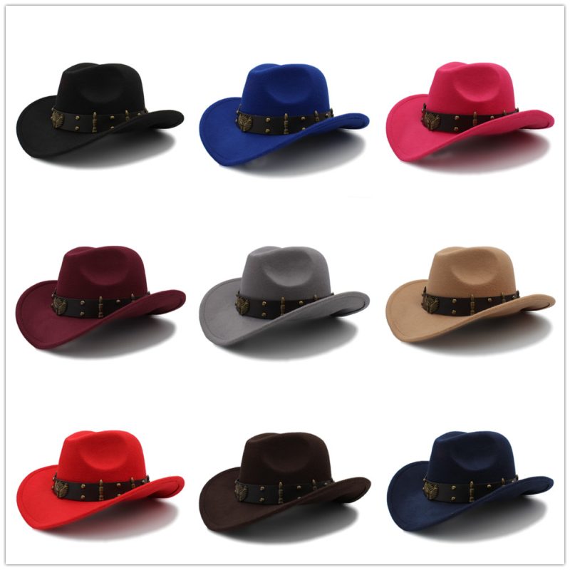 Wome Men Black Wool Chapeu Western Cowboy Hat Gentleman Jazz Sombrero Hombre Cap Elegant Lady Cowgirl Hats 2 Big Size - Image 4