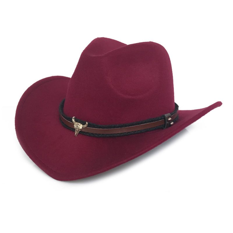 HOAREE Red Western Cowboy Hat Women Men Cow Gentleman Jazz Sombreros Hombre Cap Vintage Autumn Winter Elegant Lady Cowgirl Hats - Image 6