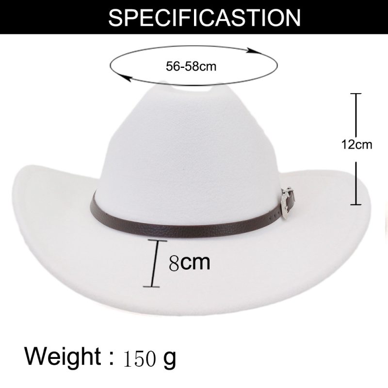 Vintage Western Cowboy Hat with Black Belt Men's Felt Fedora Hat Women Jazz Cowgirl Cap Cloche Church Sombrero Hombre Caps - Image 3