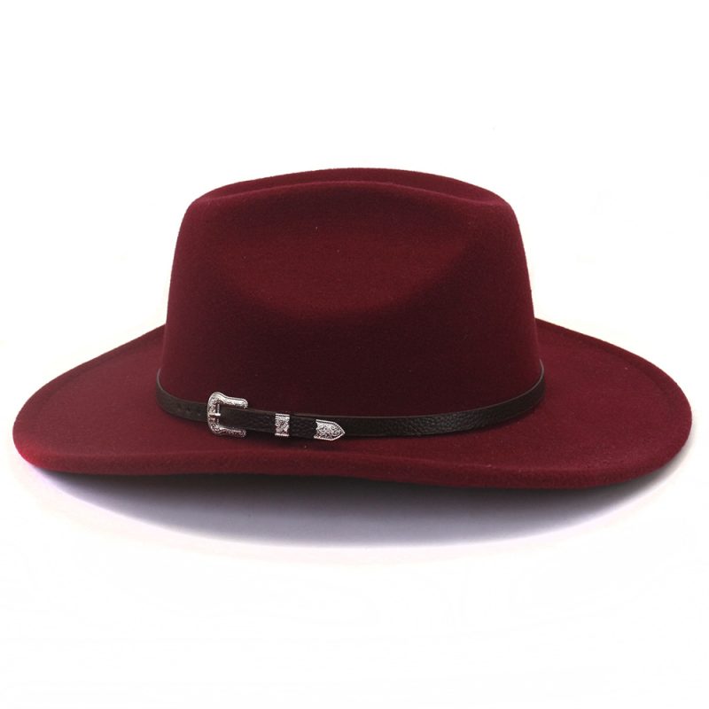Vintage Western Cowboy Hat with Black Belt Men's Felt Fedora Hat Women Jazz Cowgirl Cap Cloche Church Sombrero Hombre Caps - Image 4