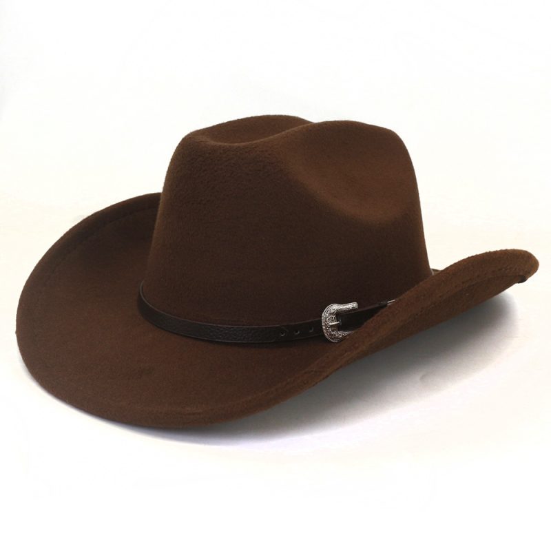 Vintage Western Cowboy Hat with Black Belt Men's Felt Fedora Hat Women Jazz Cowgirl Cap Cloche Church Sombrero Hombre Caps - Image 6