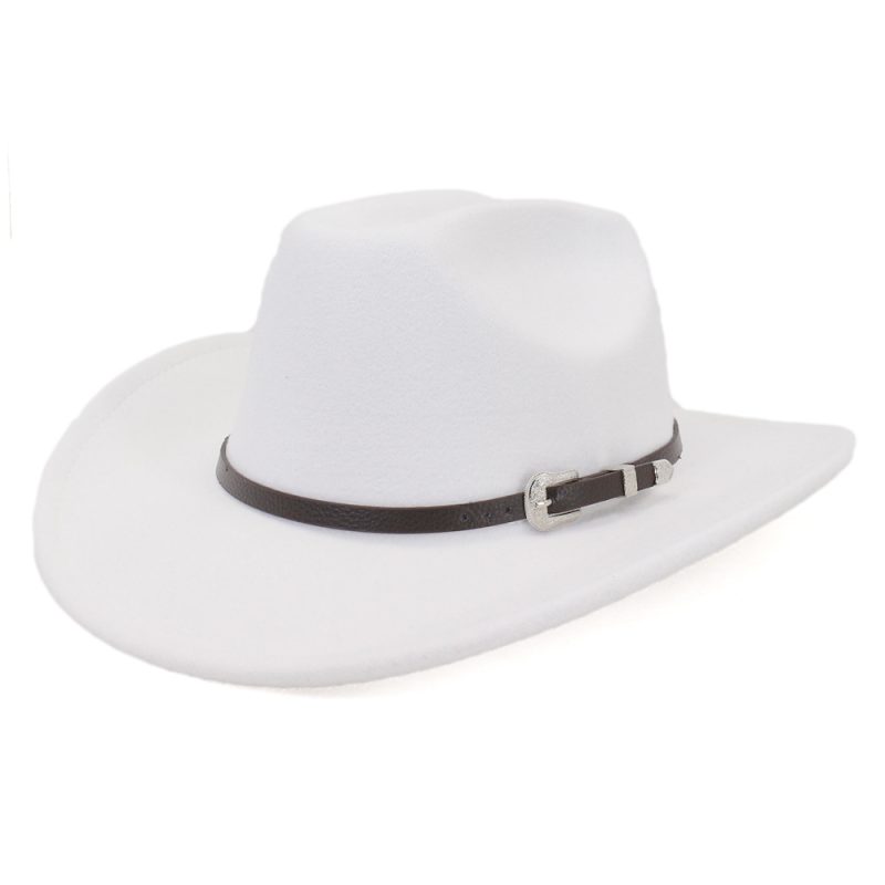 Vintage Western Cowboy Hat with Black Belt Men's Felt Fedora Hat Women Jazz Cowgirl Cap Cloche Church Sombrero Hombre Caps - Image 8