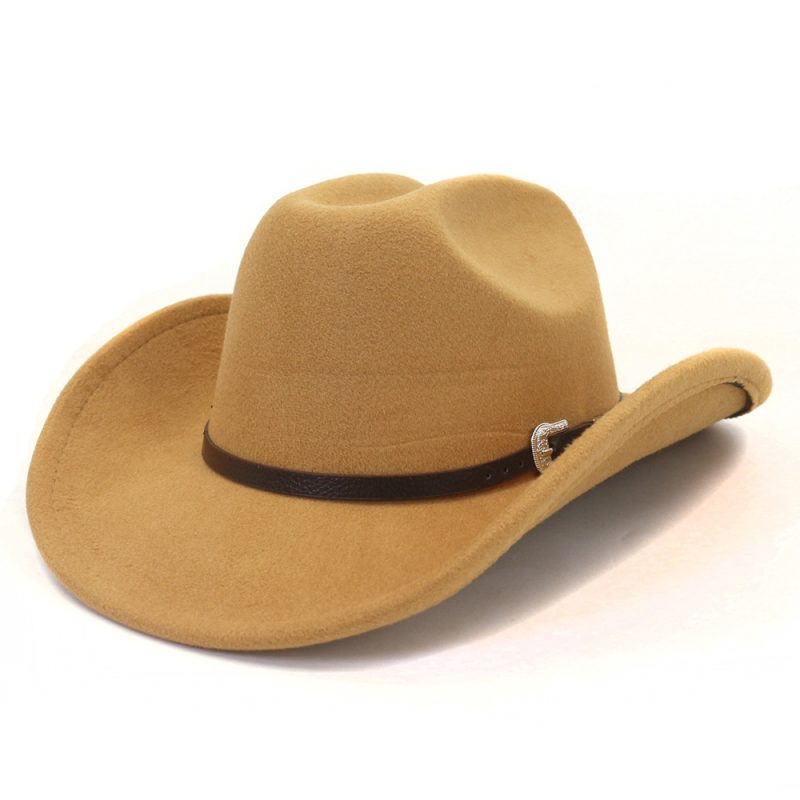 Vintage Western Cowboy Hat with Black Belt Men's Felt Fedora Hat Women Jazz Cowgirl Cap Cloche Church Sombrero Hombre Caps - Image 9