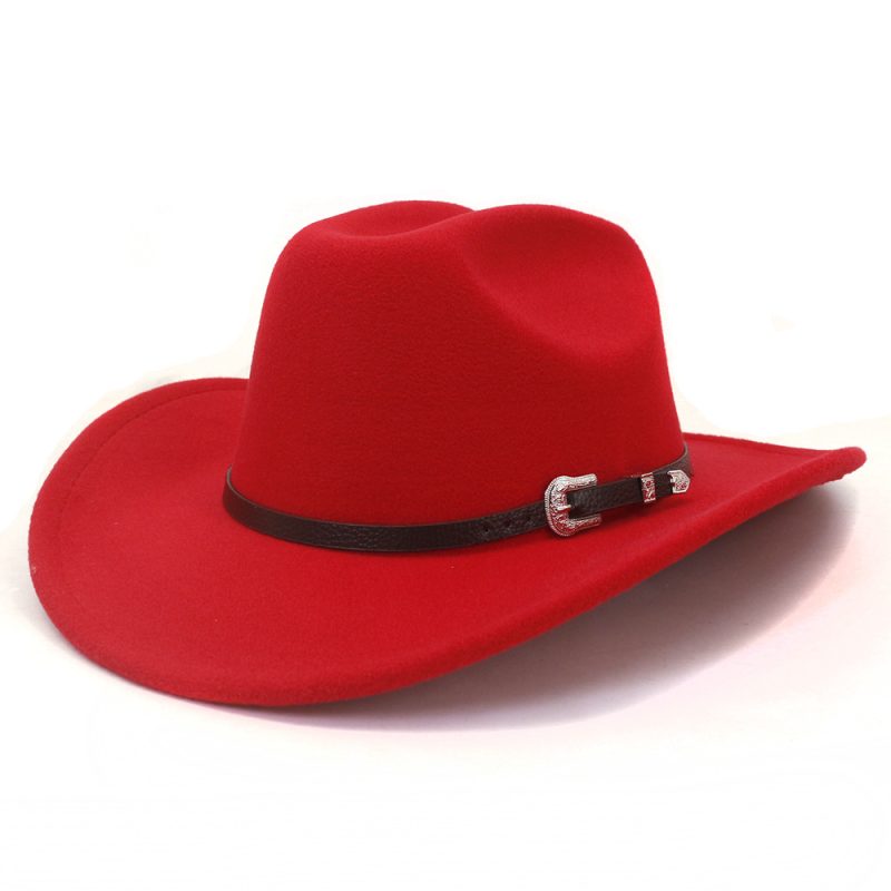 Vintage Western Cowboy Hat with Black Belt Men's Felt Fedora Hat Women Jazz Cowgirl Cap Cloche Church Sombrero Hombre Caps - Image 11