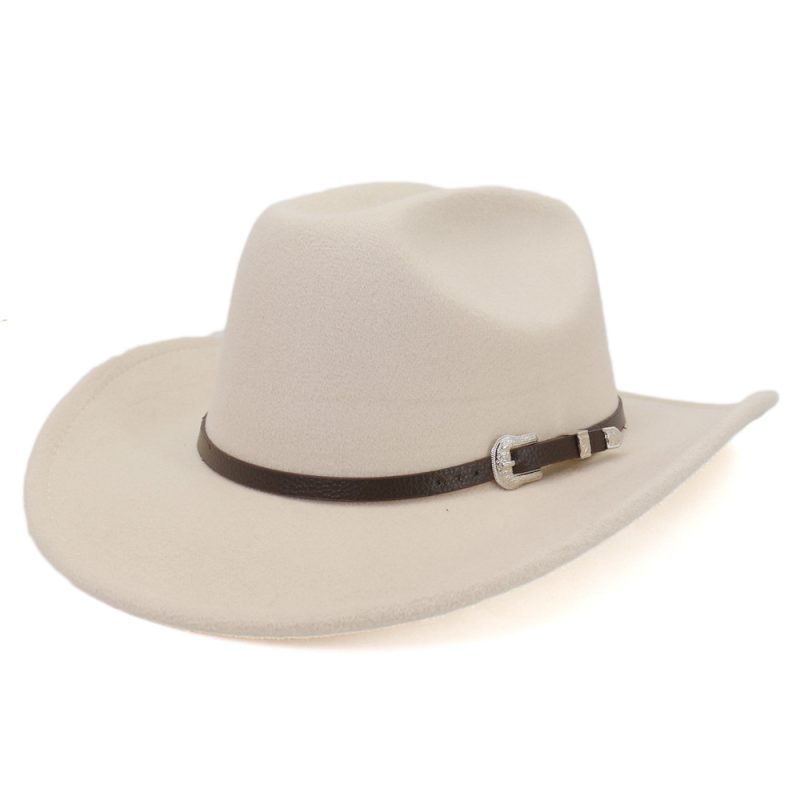 Vintage Western Cowboy Hat with Black Belt Men's Felt Fedora Hat Women Jazz Cowgirl Cap Cloche Church Sombrero Hombre Caps - Image 16