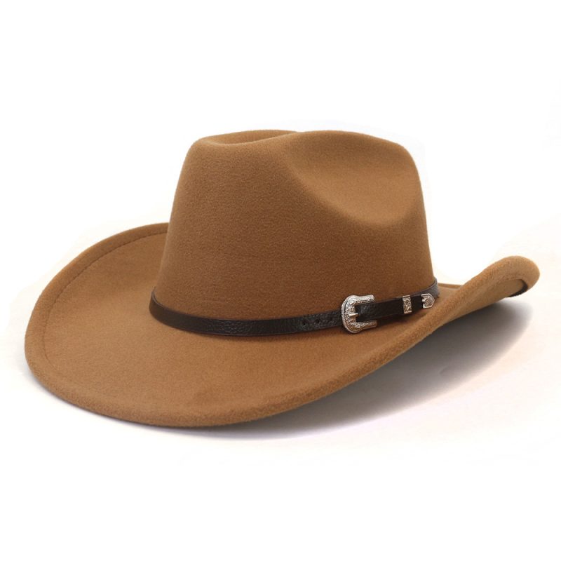 Vintage Western Cowboy Hat with Black Belt Men's Felt Fedora Hat Women Jazz Cowgirl Cap Cloche Church Sombrero Hombre Caps - Image 17