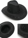 1Piece Mens Fashion Cowboy Hat Suede Look Wild West Fancy Dress Black Newest Ladies Unisex Hats Summer Sun Hat