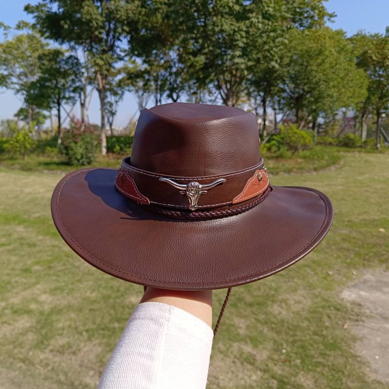 Western Cowboy Leather Hat Men's Gentleman Godfather Hat PU Material Panama Cowboy Hat Jazz Hat cowboy hat - Image 10