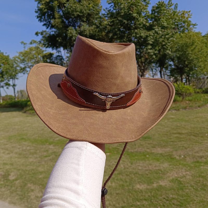 Western Cowboy Leather Hat Men's Gentleman Godfather Hat PU Material Panama Cowboy Hat Jazz Hat cowboy hat - Image 12