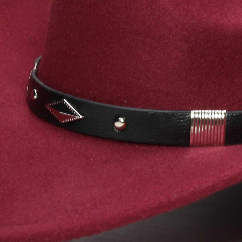 Retro Geometry Leather Band Parent-child Unisex /Kid Felt Wide Brim Cowboy Western Hat Cowgirl Bowler Cap (61cm/57cm/54cm) - Image 4