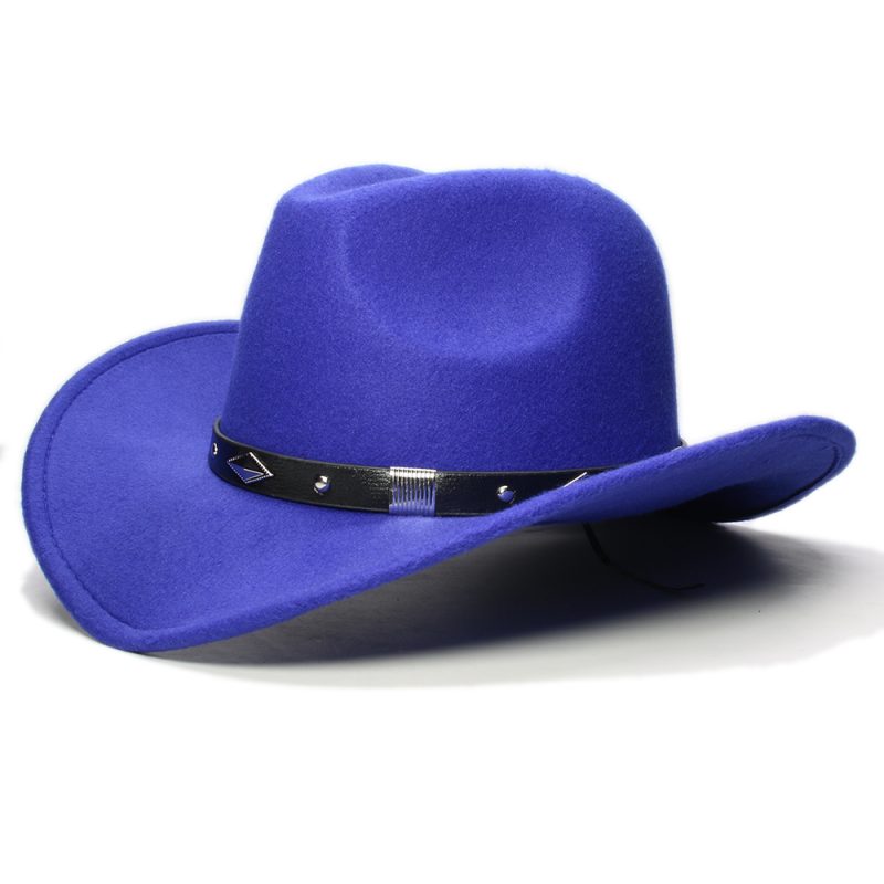 Retro Geometry Leather Band Parent-child Unisex /Kid Felt Wide Brim Cowboy Western Hat Cowgirl Bowler Cap (61cm/57cm/54cm) - Image 10