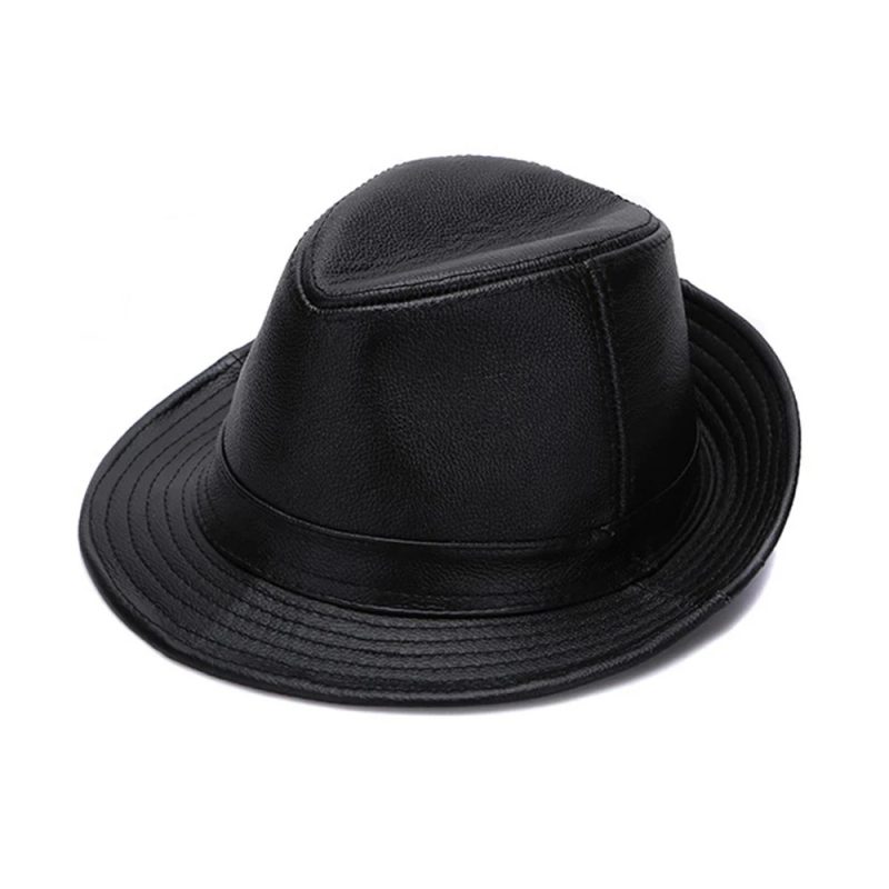 2025 Men Fashion Caps Autumn Winter Warm New Cowboy 100% Real Cowhide Leather Hats Men Real Genuine Cowhide Leather Top Hats - Image 5