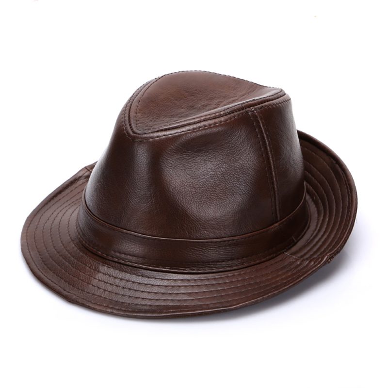 2025 Men Fashion Caps Autumn Winter Warm New Cowboy 100% Real Cowhide Leather Hats Men Real Genuine Cowhide Leather Top Hats - Image 7