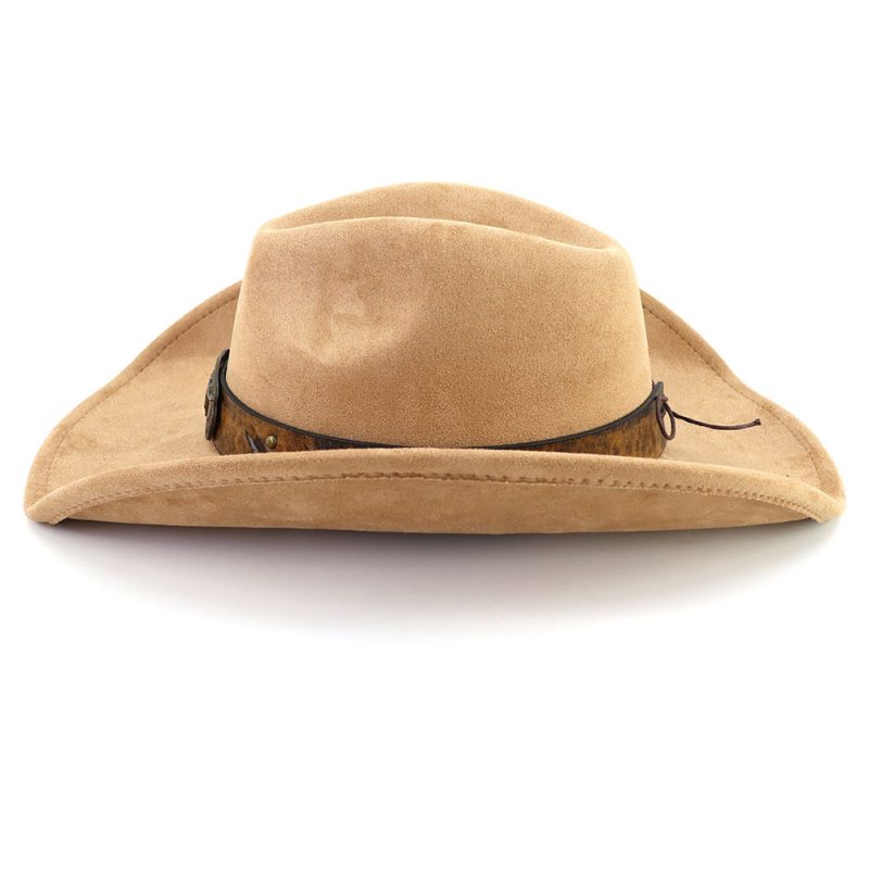 Western Big Brim Cowboy Hat Bull's Head Leather Band Suede Top Hat Outdoor Mens Hats Ladies Party Horse Riding Cowgirl Hat - Image 3