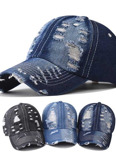 Summer Outdoor Sun Shade Washed Denim Hat For Men Snapback Trucker Hats High Quality Women Cap Worn Hole Baseball Caps