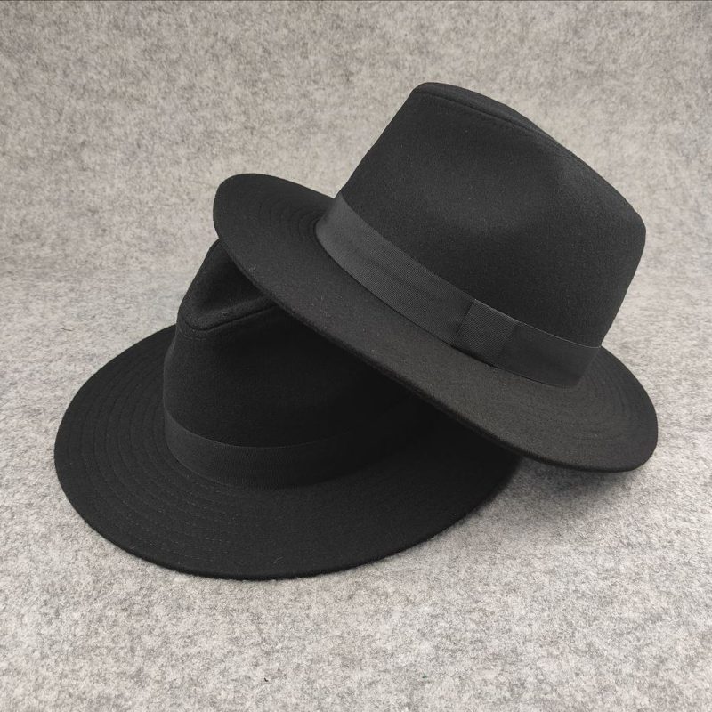 Plus SIze Woolen Fedora Hat Autumn Winter Luxury Men Top Hats Trendy Formal Wedding Decorate Black Panama Cap Fedoras Gorras - Image 2