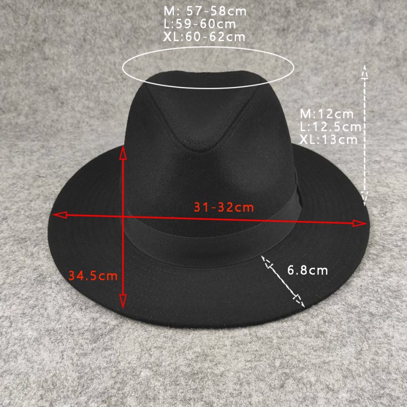 Plus SIze Woolen Fedora Hat Autumn Winter Luxury Men Top Hats Trendy Formal Wedding Decorate Black Panama Cap Fedoras Gorras - Image 6
