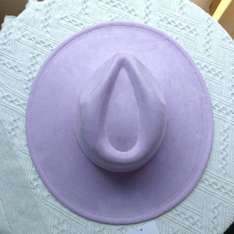 Vegan suede fedora hat multicolor sweetheart top 9.5 cm brim jazz hat panama hat for men and women chapeau femme - Image 24