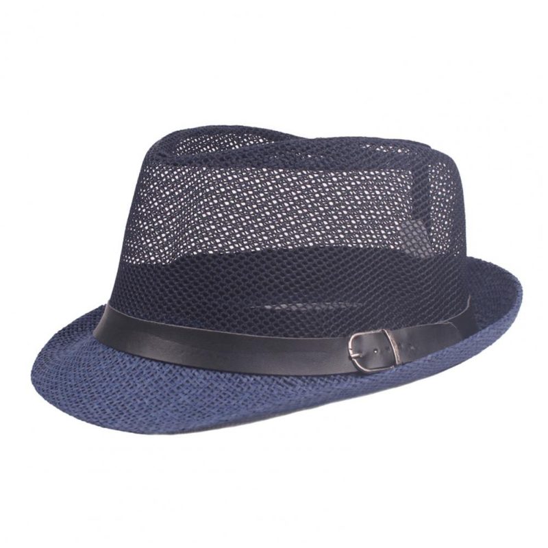 Wholesale & Dropshipping ！Men Fedora Wide Brim Mesh Spring Summer Pure Color Low-profile Sunshade Hat For Outdoor - Image 5