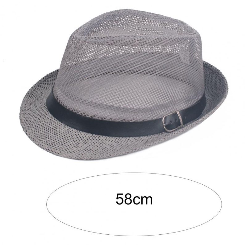 Wholesale & Dropshipping ！Men Fedora Wide Brim Mesh Spring Summer Pure Color Low-profile Sunshade Hat For Outdoor - Image 6