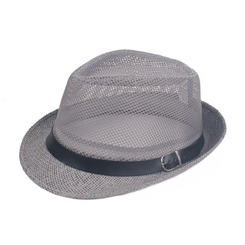 Wholesale & Dropshipping ！Men Fedora Wide Brim Mesh Spring Summer Pure Color Low-profile Sunshade Hat For Outdoor - Image 9