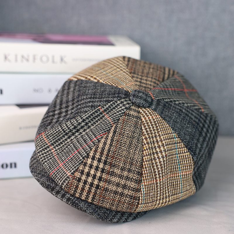 2025 Men Newsboy Hats Wool Autumn Vintage Herringbone Octagon Cap Women Casual Splicing Berets Gatsby Flat Hat 118 - Image 2