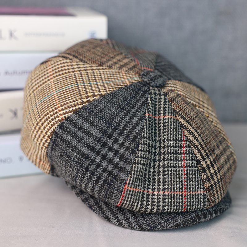 2025 Men Newsboy Hats Wool Autumn Vintage Herringbone Octagon Cap Women Casual Splicing Berets Gatsby Flat Hat 118 - Image 3
