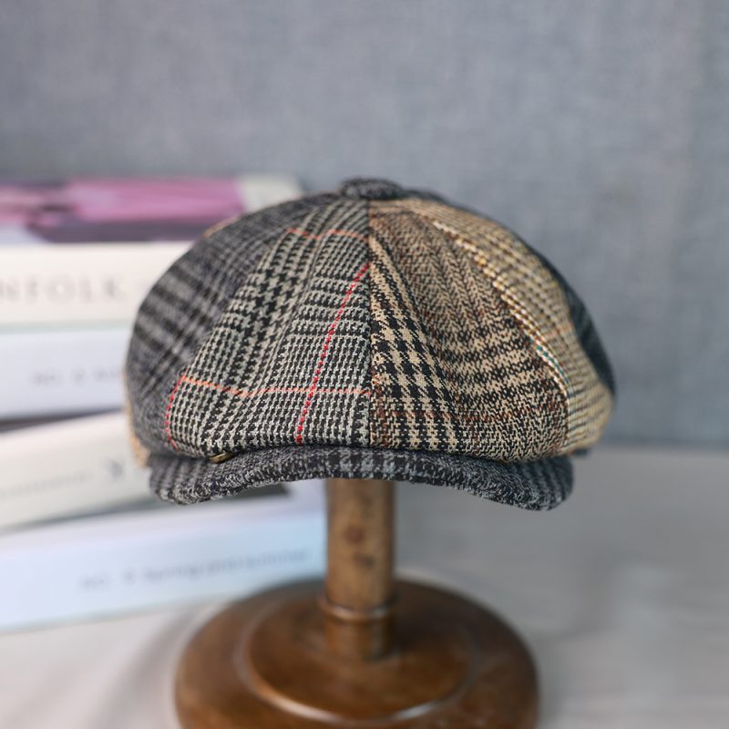 2025 Men Newsboy Hats Wool Autumn Vintage Herringbone Octagon Cap Women Casual Splicing Berets Gatsby Flat Hat 118 - Image 4